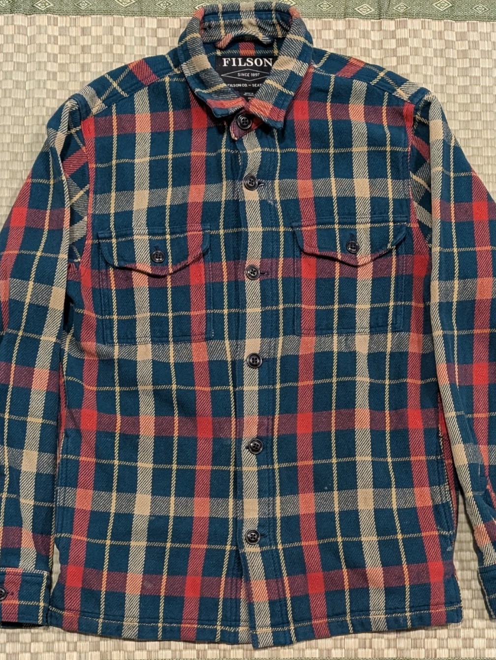 Filson Deer Island Jac-Shirt Gibraltar Blue Plaid Flannel Men's Size Xs
